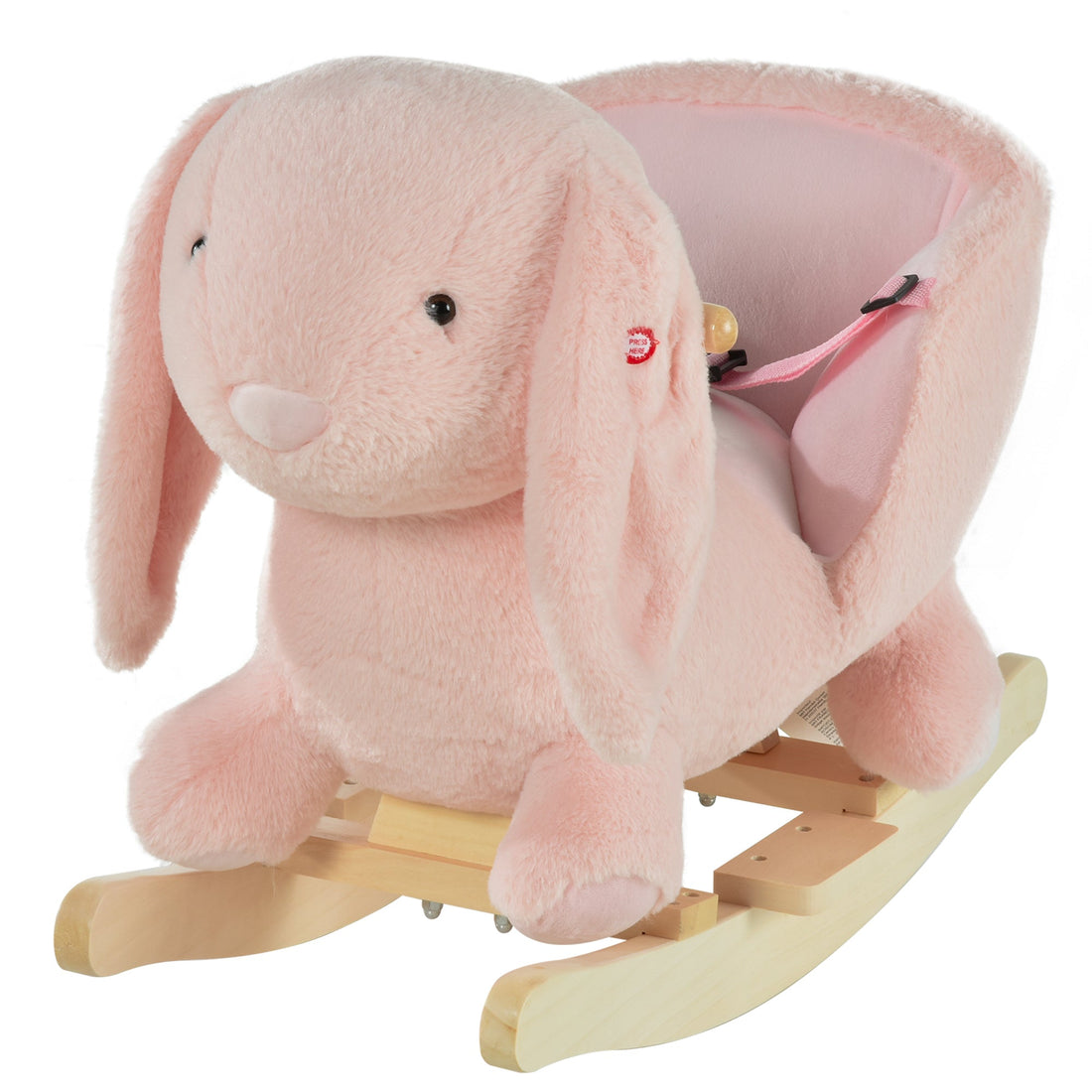 HOMCOM Plush Rabbit Rocking Toy with Sound – Pink (18–36 Months)