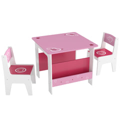 AIYAPLAY Kids Table & Chair Set with Bookshelves – Pink