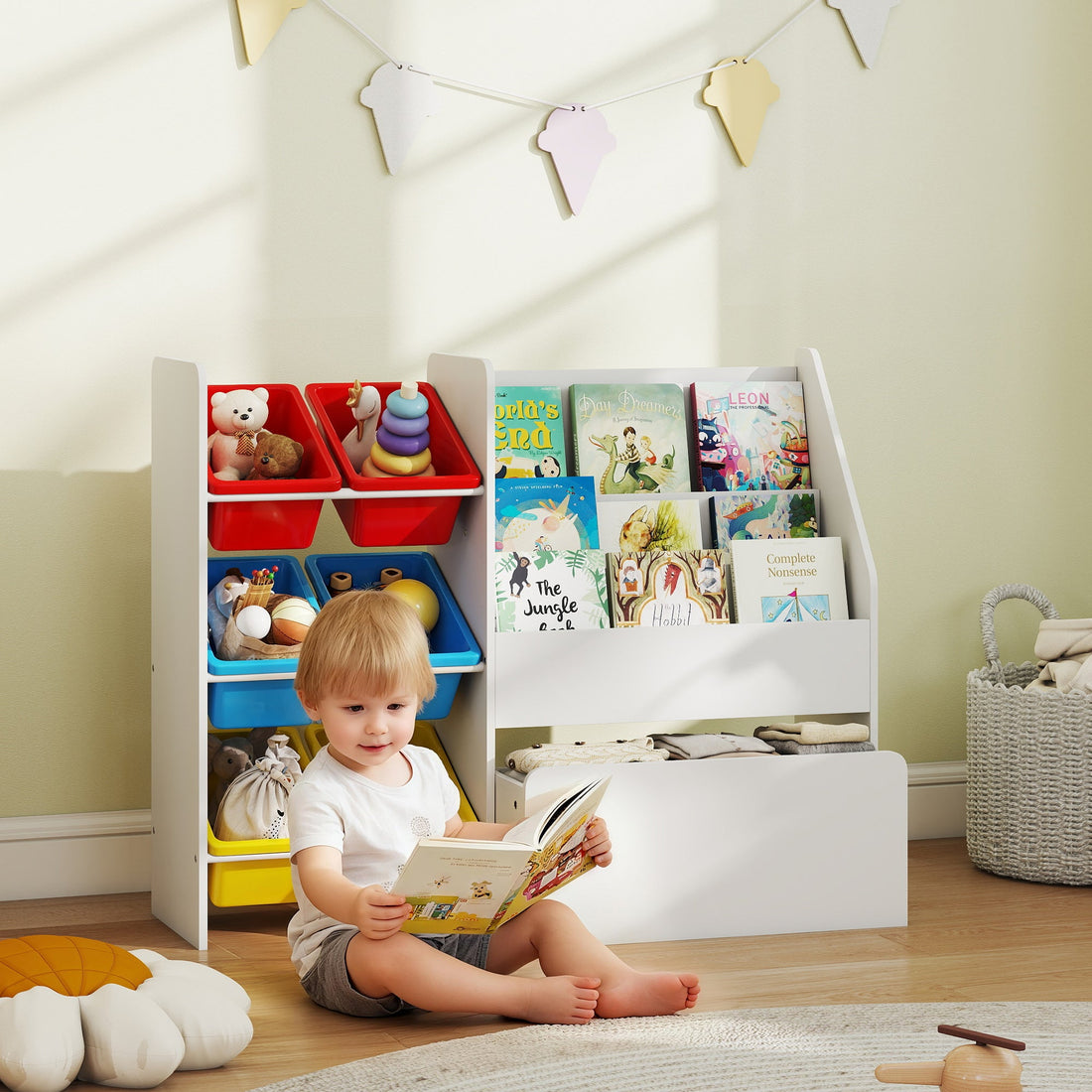 AIYAPLAY Toy Storage Unit with 6 Removable Bins