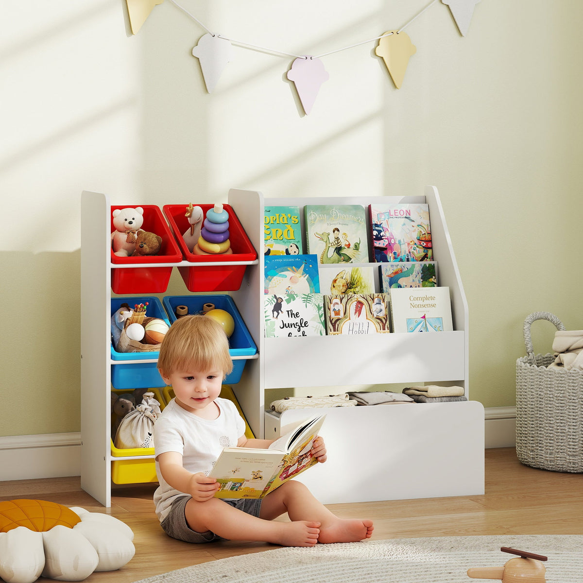 AIYAPLAY Toy Storage Unit with 6 Removable Bins