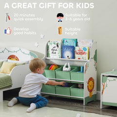 AIYAPLAY Kids Toy Storage Unit with Book Rack – Green