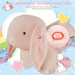 HOMCOM Plush Rabbit Rocking Toy with Sound – Pink (18–36 Months)