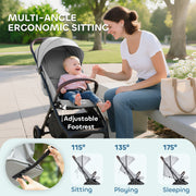 AIYAPLAY Lightweight Foldable Baby Stroller – Light Grey image 3