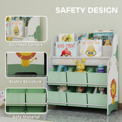 AIYAPLAY Kids Toy Storage Unit with Book Rack – Green