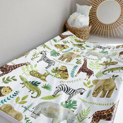 Anti-Roll Wedge Changing Mat - Safari Animals Print