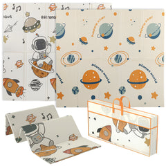 AIYAPLAY Double-Sided Foldable Baby Play Mat – Astronaut & Planet Design