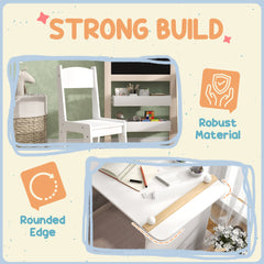 AIYAPLAY 3-in-1 Kids Table & Chair Set with Storage – White