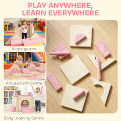 AIYAPLAY 12-Piece Modular Kids Play Sofa – Pink