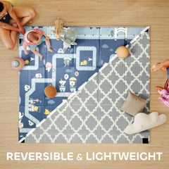 AIYAPLAY Foldable Baby Play Mat & Playpen – Reversible Traffic & Grey Diamond Design