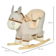 HOMCOM Plush Donkey Rocking Toy with Sound – Grey (18–36 Months) image 3