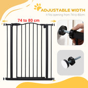 PawHut Pressure Fit Baby Safety Gate – 74–80cm, Black image 7