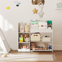 AIYAPLAY Kids Toy Storage Unit & Bookshelf – White