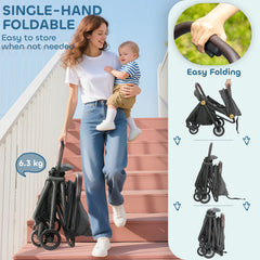 AIYAPLAY Lightweight Foldable Baby Stroller – Dark Grey