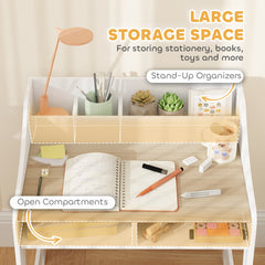 AIYAPLAY Kids Desk & Chair Set with Storage Shelves – Natural