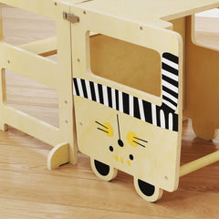 AIYAPLAY 3-in-1 Toddler Step Stool with Chalkboard – Natural