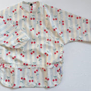 Long Sleeved Baby Bib - Cherry Stripe image 4