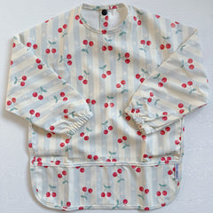 Long Sleeved Baby Bib - Cherry Stripe