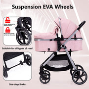 LORTSYBAB 2-in-1 Baby Stroller with Reversible Seat – Folding Pram for 0-36 Months (Pink) image 5