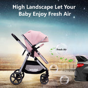 LORTSYBAB 2-in-1 Baby Stroller with Reversible Seat – Folding Pram for 0-36 Months (Pink) image 9
