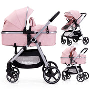 LORTSYBAB 2-in-1 Baby Stroller with Reversible Seat – Folding Pram for 0-36 Months (Pink) image 1