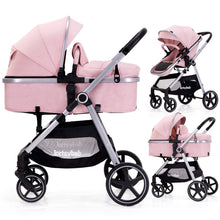 LORTSYBAB 2-in-1 Baby Stroller with Reversible Seat – Folding Pram for 0-36 Months (Pink)