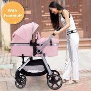 LORTSYBAB 2-in-1 Baby Stroller with Reversible Seat – Folding Pram for 0-36 Months (Pink) image 4