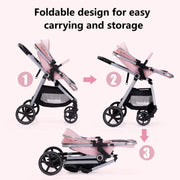 LORTSYBAB 2-in-1 Baby Stroller with Reversible Seat – Folding Pram for 0-36 Months (Pink) image 6