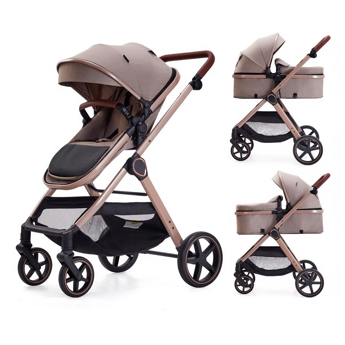 LORTSYBAB 2-in-1 Baby Stroller | Convertible Pram for 0-36 Months – Beige