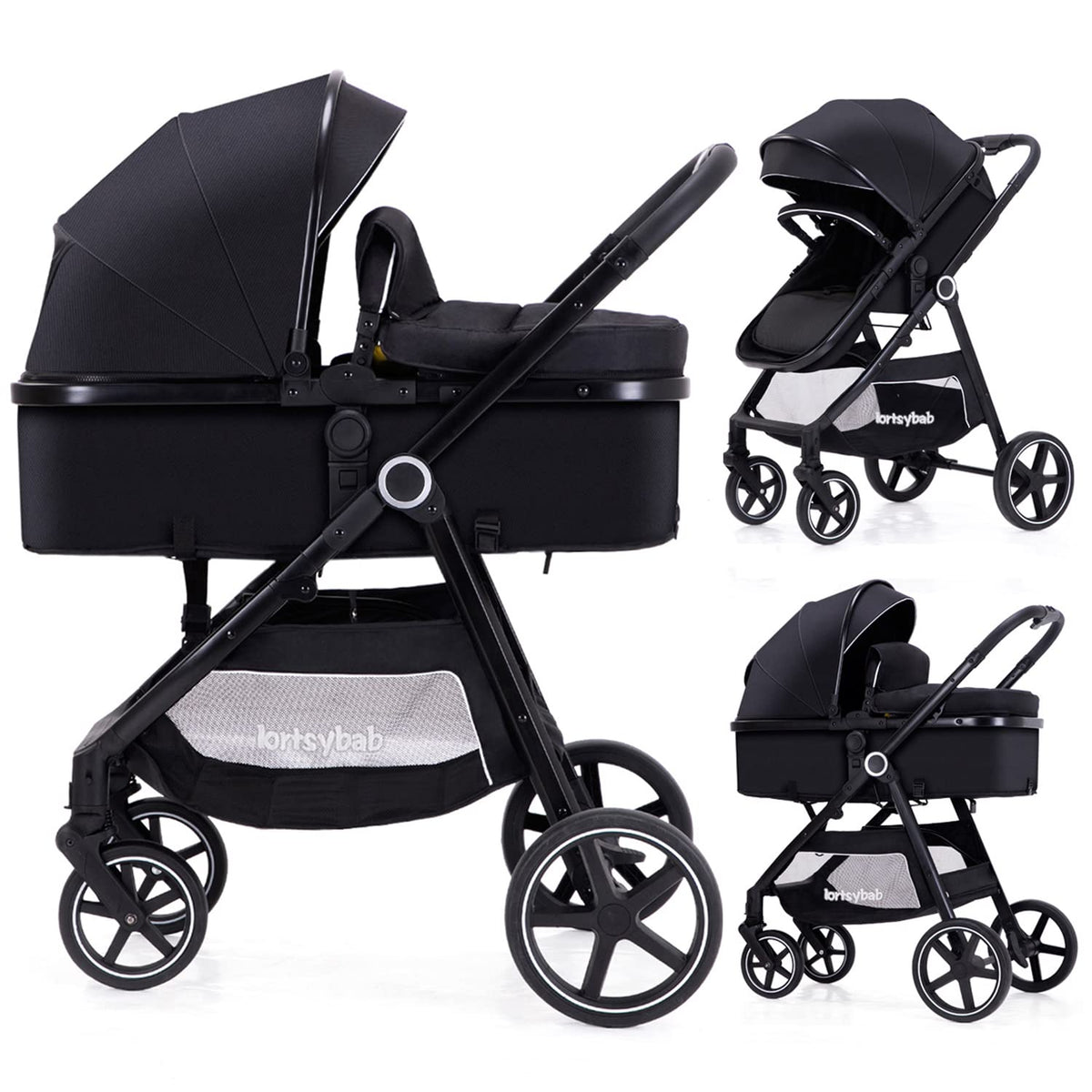 LORTSYBAB 2-in-1 Folding Baby Stroller with Reversible Seat – 0–36 Months