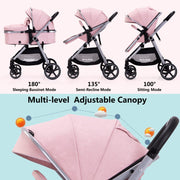 LORTSYBAB 2-in-1 Baby Stroller with Reversible Seat – Folding Pram for 0-36 Months (Pink) image 2
