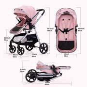 LORTSYBAB 2-in-1 Baby Stroller with Reversible Seat – Folding Pram for 0-36 Months (Pink) image 7