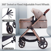 LORTSYBAB 2-in-1 Baby Stroller | Convertible Pram for 0-36 Months – Beige image 6