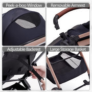LORTSYBAB 2-in-1 Baby Stroller | Convertible Bassinet Pram for Newborn–36 Months (Black) image 7