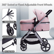 LORTSYBAB 2-in-1 Baby Stroller | Convertible Pram 0-36 Months (Pink) image 6