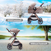 LORTSYBAB 2-in-1 Baby Stroller | Convertible Pram for 0-36 Months – Beige image 4