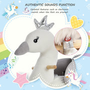 HOMCOM Plush Swan Rocking Horse with Sound – 18–36 Months image 6