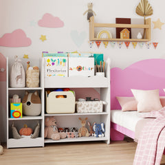 AIYAPLAY Kids Toy Storage Unit & Bookshelf – White