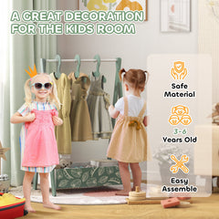 AIYAPLAY Children's Clothing Rack with Storage Shelf – Green