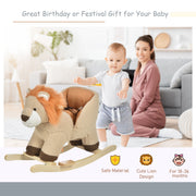 HOMCOM Plush Lion Rocking Toy with Sound – Brown (18–36 Months) image 4