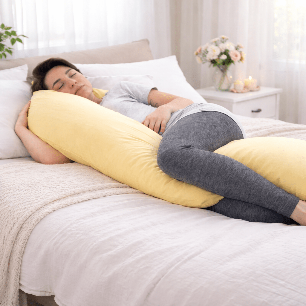 12 Ft Full Body Support Pillow with Removable Buttercup Cream Cover