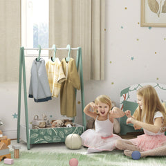 AIYAPLAY Children's Clothing Rack with Storage Shelf – Green