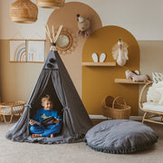 MINICAMP Large Floor Cushion with Tassels in Grey image 2