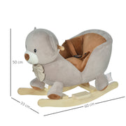 HOMCOM Plush Bear Rocking Toy with Sound – Grey (18–36 Months) image 3