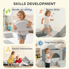 AIYAPLAY 12-Piece Modular Kids Play Sofa – Grey