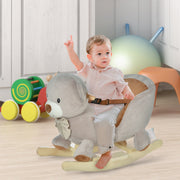 HOMCOM Plush Bear Rocking Toy with Sound – Grey (18–36 Months) image 2