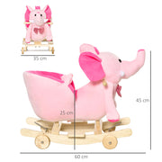 HOMCOM 2-in-1 Elephant Rocking Toy with Wheels – Pink image 3