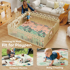 AIYAPLAY Double-Sided Foldable Baby Play Mat – Dinosaur Design