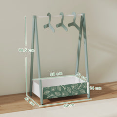 AIYAPLAY Children's Clothing Rack with Storage Shelf – Green