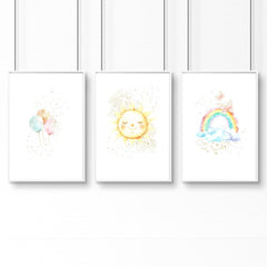 Rainbow Nursery Wall Art Prints – Set of 3