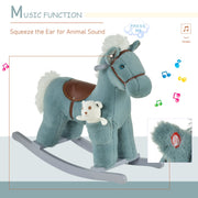 HOMCOM Plush Rocking Horse with Sound – Blue (18–36 Months) image 6